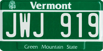 VT license plate JWJ919