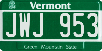 VT license plate JWJ953