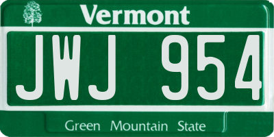 VT license plate JWJ954