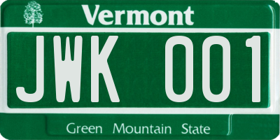 VT license plate JWK001