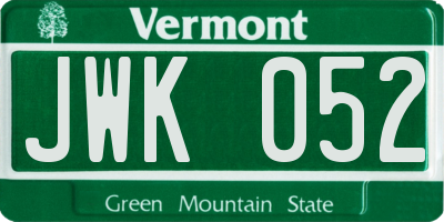 VT license plate JWK052