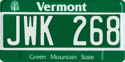 VT license plate JWK268