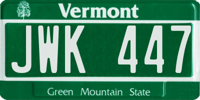 VT license plate JWK447