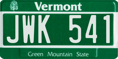 VT license plate JWK541