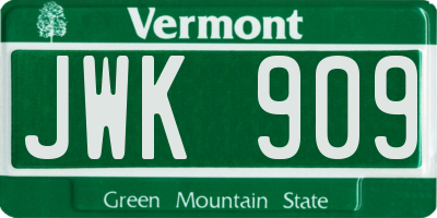 VT license plate JWK909