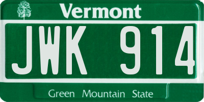 VT license plate JWK914