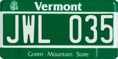 VT license plate JWL035