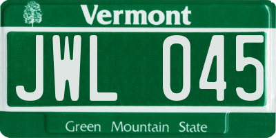 VT license plate JWL045