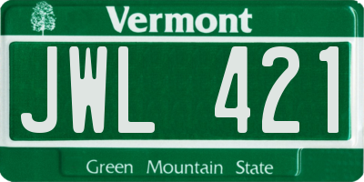 VT license plate JWL421