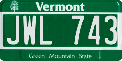 VT license plate JWL743