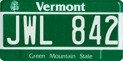VT license plate JWL842