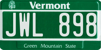 VT license plate JWL898