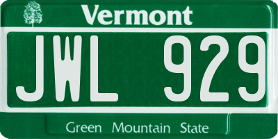 VT license plate JWL929