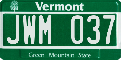 VT license plate JWM037