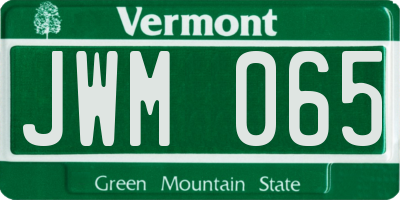 VT license plate JWM065