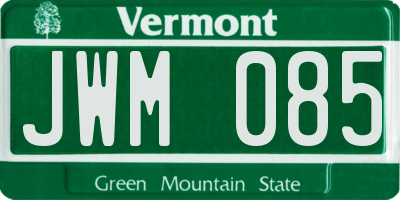 VT license plate JWM085