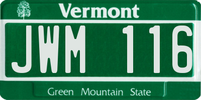 VT license plate JWM116