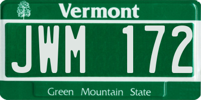 VT license plate JWM172