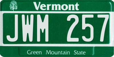 VT license plate JWM257