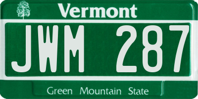 VT license plate JWM287
