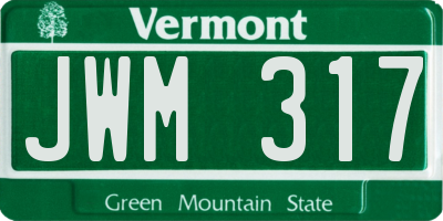VT license plate JWM317