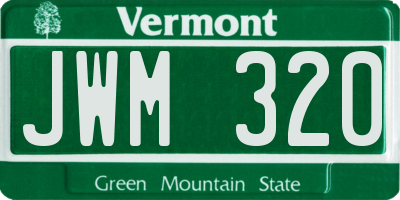 VT license plate JWM320