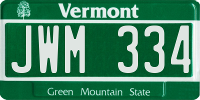 VT license plate JWM334
