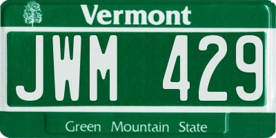 VT license plate JWM429