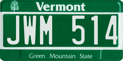 VT license plate JWM514