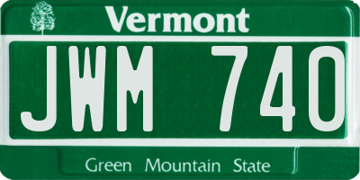 VT license plate JWM740