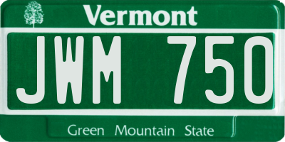 VT license plate JWM750