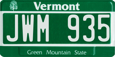VT license plate JWM935