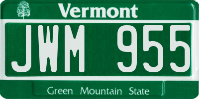 VT license plate JWM955