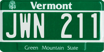 VT license plate JWN211