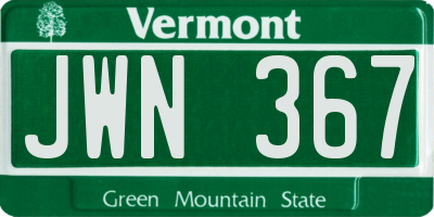 VT license plate JWN367