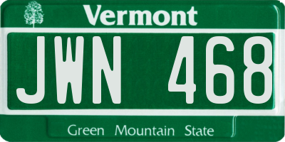 VT license plate JWN468