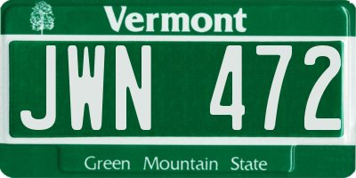 VT license plate JWN472