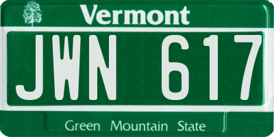 VT license plate JWN617