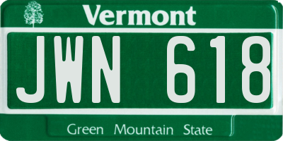 VT license plate JWN618
