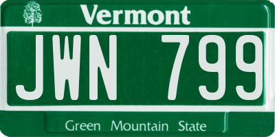 VT license plate JWN799