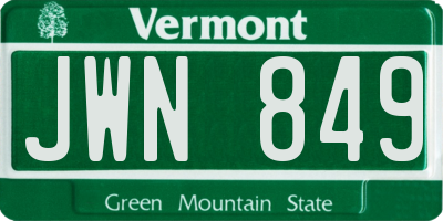 VT license plate JWN849