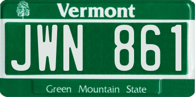 VT license plate JWN861