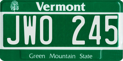 VT license plate JWO245