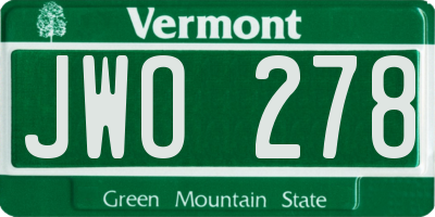 VT license plate JWO278