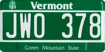 VT license plate JWO378
