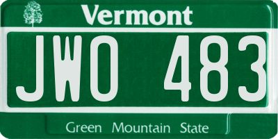 VT license plate JWO483