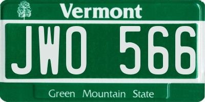 VT license plate JWO566