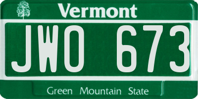 VT license plate JWO673