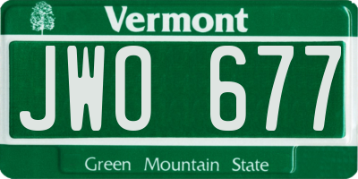 VT license plate JWO677