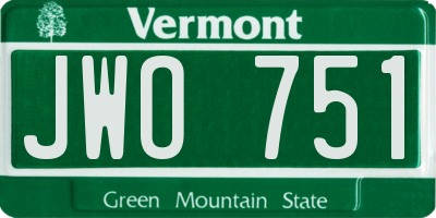 VT license plate JWO751